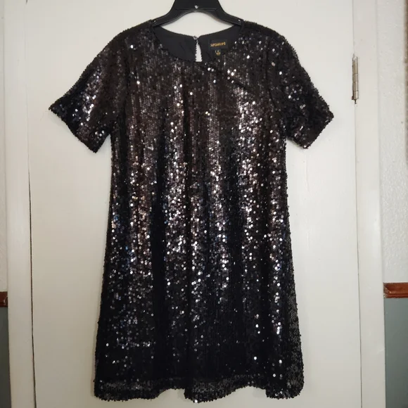 Sugar Lips Black Sequin Mini Dress Size M - Picture 2 of 13